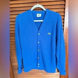 Vintage 80s/90s Izod Lacoste Royal Blue Cardigan size M